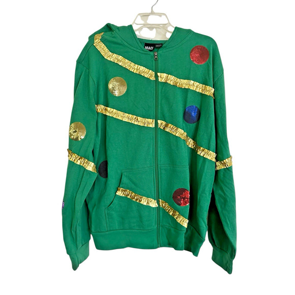 Mad Engine Christmas Tree Zipped Hoodie Ugly Sweater - Picture 4 of 7